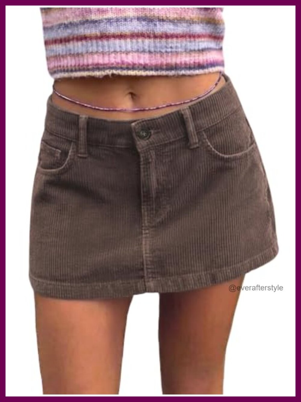 Corduroy Mini Skirt A-Line Mid Rise with Pockets